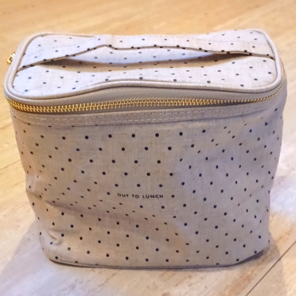 Kate Spade "Out to Lunch" Insulated Lunch Polka Dot Tote Bag/Cosmetic Bag